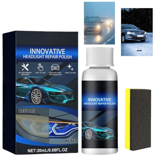 Car Headlight Repair Fluid,Headlight Restorer Cleaner Scratch Remover,Headlight Polish Cleaner Liquid for Cars Bikes Motorcycles,Headlight Restoration Kit,Headlamp Restoration Kit,Car Trim Restorer