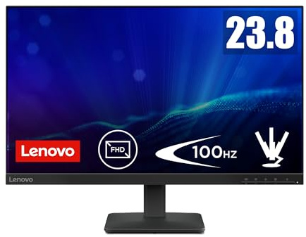 Lenovo L24-41 Monitor 23.8 FHD (1920x1080), IPS, 100Hz, Regolabile, Porte HDMI 1.4 e VGA, Cavo HDMI incluso - Raven Black