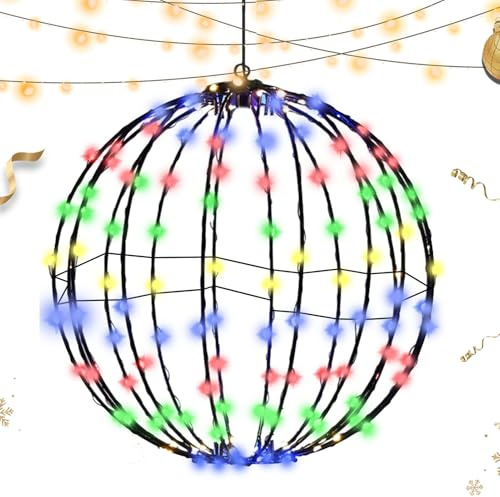 Esferas Navideñas Iluminadas | Esfera Lumínica Plegable para Exterior | Decoración para Árboles Patio Jardín