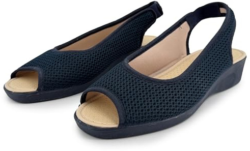 JOMIX Sandalias Mujer Rejilla Transpirable Cuña Media Punta Abierta Talon Elastico Plantilla Acolchada Suela Segura Para Caminar