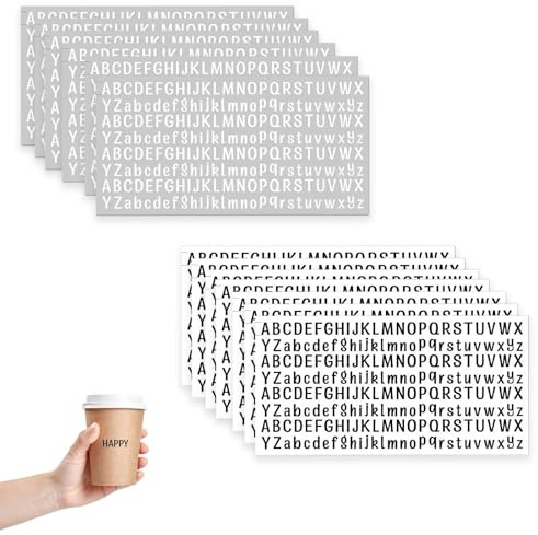 CZAYEFNH Lettere adesive autoadesive, Set di 2496 Caratteri, 12 Fogli con Lettere e Numeri Bianchi e Neri da 13mm, Ideali per Scrapbooking, Decorazioni di Biglietti e Regali Fai-da-Te