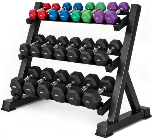 Grefinity 3 Tier Dumbbell Rack, Weight Rack for Home Gym, Stand Only