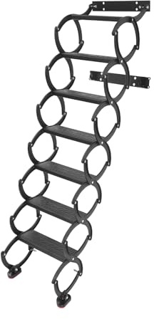 Escalera plegable montada en la pared, escaleras extensibles para el ático, escalera telescópica para el ático con sistema de extracción, capacidad de carga 200 kg (7 pasos negros)