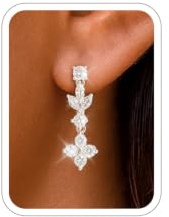 ZOERAY Guldörhängen silver 925 hängande för kvinnor pärlörhängen med zirkon vattentät 18K guldpläterade droppar örhängen allergivänliga glitter örhängen modesmycke brudsmycke present för kvinnor