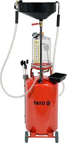 Yato Profi Druckluft Altölauffanggerät 90 Liter, 6 Saugsonden, Ölauffangwagen pneumatisch Ölwagen Ablass-Gerät Altöl-Auffanggerät
