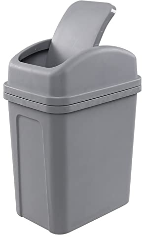 Hommp 2 Gallon Small Swing Lid Trash Can, Swing-Top Garbage Can, Gray