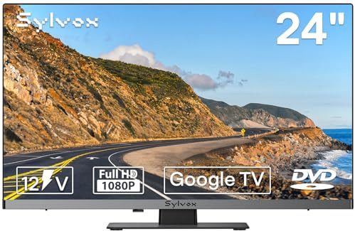SYLVOX RV TV, 24 inches 12/24V TV for RV 1080P Full HD Smart TV, Built-in APP Store, Support WiFi Bluetooth, Small Android TV for Car Home Camper Truck Boat(Limo Series)