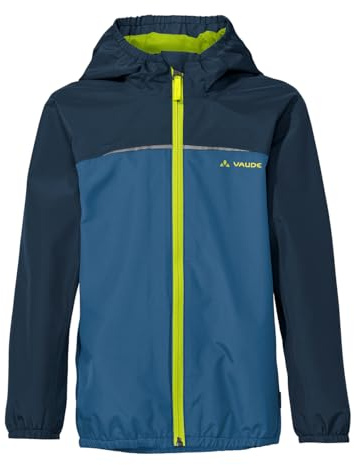 VAUDE Regenjacke Kinder Turaco III in Blau – wasser- & winddichte Outdoor-Jacke für Kinder, atmungsaktiver Kinder Windbreaker mit Kapuze – Größe: 134