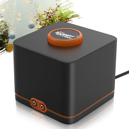 hygger Aquarium Air Pump,Ultra Silent Fish Tank Air Pump for Aquarium with 2 Air Outlets, 7W Adjustable Airflow Oxygen Pump with Air Tubings,Air Stones,Check Valves for Fish Tank up to 2200 Liter