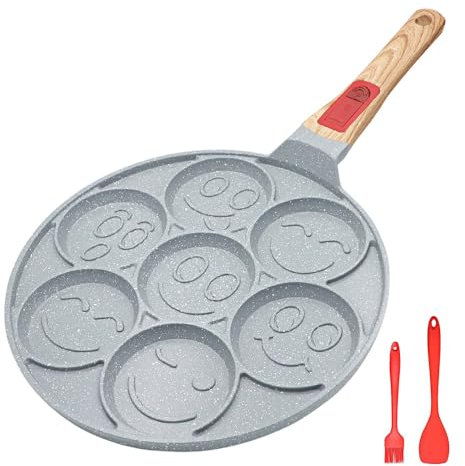 RANX INGST Poêle à Pancakes Induction, Poêle à Frire en Céramique Antiadhésive avec Poignée Amovible, Poêle à Crêpes pour Enfants - Bleu