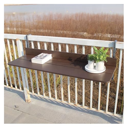 ZYYLIVR Table Balcon Suspendue, Table Bar Balcon pour Balustrade, Table Pliante pour Balcon À Suspendre Réglable en Hauteur, Tables De Rail Suspendues D'extérieur pour Terrasse(37x120cm/14.6x47.2in)