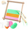 Zocipro Webrahmen für Kinder, 24 x 28 cm Webbrett Groß für kinder ab 4 5 6 7 8 9 10 Jahre, Holz Weben Set mit Nadel, Kamm, weißer Faden, Knäuel aus farbiger Farbverlaufswolle