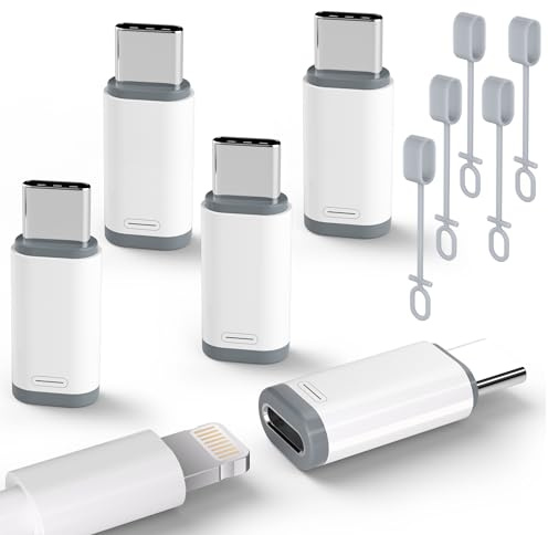 5 Pack USB C to Lightning Charge Adapter for iPhone 17 16 15, Lightning to USB C Adapter with Fast Charge Data Transfer for iPhone 17 16 15 Pro Max, Galaxy S24 S23, Pixel 8 7, iPad Pro, MacBook Pro