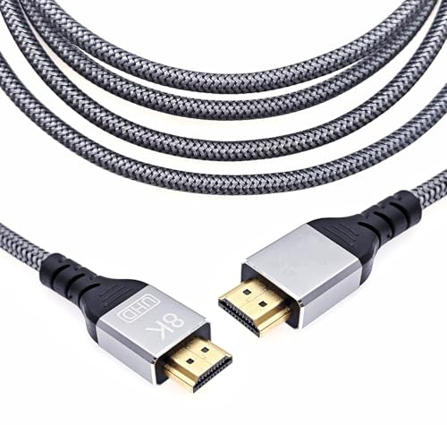 JZK 2M Long câble HDMI 2.1 8K 60Hz, âme en cuivre pur, Ultra HD 4K 2K 48 Gbit/s, fil HDMI haute vitesse tressé pour moniteur UHD, TV HD, barre de son, TV box, pour Xbox