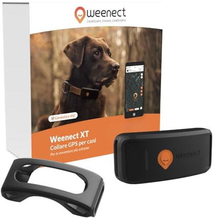Weenect Cane XT - Localizzatore GPS per Cani Senza Collare | Impermeabile | Antenna XL | Portata Illimitata | Garanzia a Vita | Abbonamento Necessario