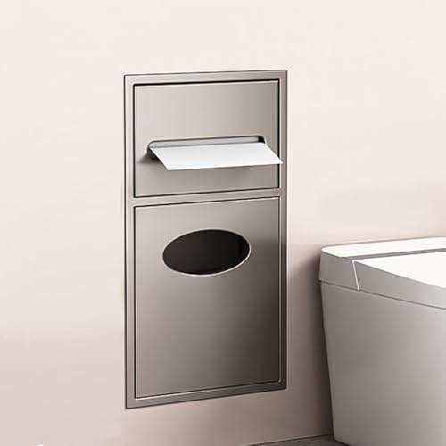 LVSEWOA Nicho de ducha de Acero inoxidable con soporte para Papel higiénico, estante organizador de baño de montaje en pared, montaje empotrado para cocina, Sala de estar y Hotel.