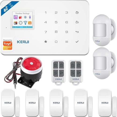 KERUI Wireless Home Alarm System WIFI, GSM 4G Complete Burglar Alarm System DIY Kit with Siren Shed Alarm for Home Apartment Garage, Remote APP Control, Compatible Google & Alexa