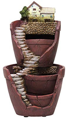 VOSAREA Fee Garten Topf Micro Landschaft Blumentopf Harz Pflanzer mit Miniaturhaus für Sukkulenten Micro Landschaft Dekorationen