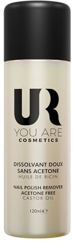 You Are Cosmetics - Solvente delicato senza acetone - Rimozione facile e veloce dello smalto - Rinforzante e nutriente - Ideale per unghie sensibili - Arricchito con olio di Ricino idratante 120 ml