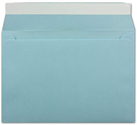 75 gerippte Briefumschläge DIN C6 Hellblau - 11,4 x 16,2 cm - 100 g/m² Post-umschlag ohne Fenster Haftklebung mit Abziehstreifen - Colours-4-You