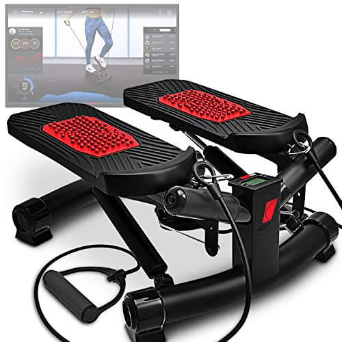 Sportstech - Stepper STX300 - Mini-Bike Twister avec Cordes Élastiques - Home Trainer Tonifiant -avec 1 an d'App STL Incluse - pour Débutants Et Professionnels - Écran LCD Multifonctions