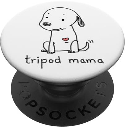 Tripod Dog, Dog Mom, Cute Cartoon Dog, Three Legged Dog PopSockets Adhesive PopGrip