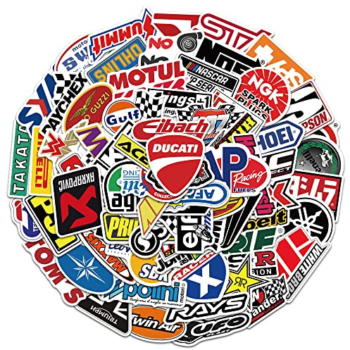 100Pcs Car & Moto Modified Brand Logo Series Sticker Pack Vinyl Stickers for Laptop,Car,Moto,Skateboard,Bike,Luggage Graffiti Decal for Friends,Children,Adults-Waterproof