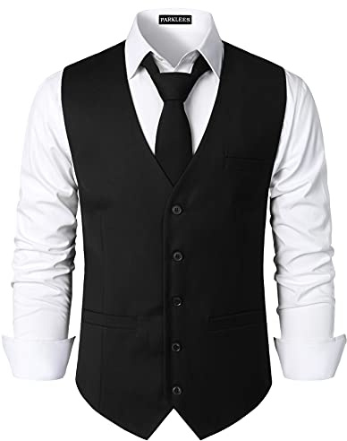 PARKLEES Men's Hipster Urban Design Business Formal Waistcoat Slim Fit Suit Tuxedo Dress Vest