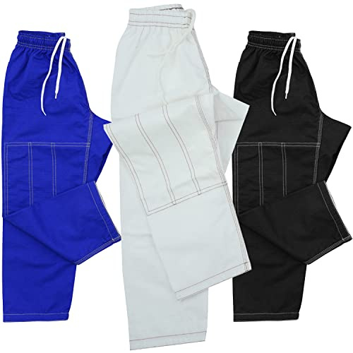 Roar Kids Brazilian Jiu Jitus Gi Pants BJJ Kimono Pants MMA Grappling BJJ Gi Pant Martial Arts and Kick Boxing (C2, White)