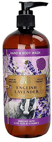 The English Soap Company English Lavender Hand and Body Wash - Vegan Friendly Anniversary Collection - Aloe Vera and Vitamin E, Classic Calming Floral Scent, Recyclable, Made in England - 500ml