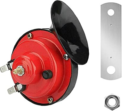 MOCNT 1Pcs Rosso 12V Trombe Auto 300db Super Forte Tromba per Camion Aria Elettrica Clacson Camion Impermeabile Corno di lumaca Horn Doppio Tono Veicolo Motociclo