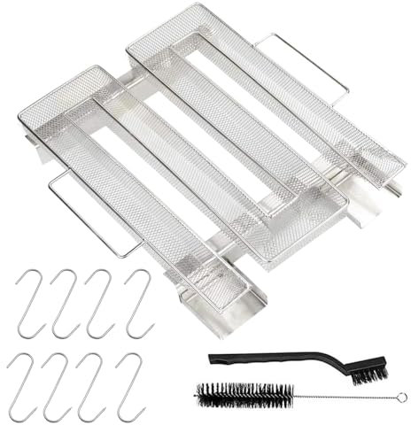 XPJBKC Fumoir a Froid, Générateur de Fumée Froide Acier 304 Inoxydable, M-Shape Serpentin Fumoir avec 4 Crochets et 2 Brosses, Réutilisable Fumoir pour Viande et Poisson