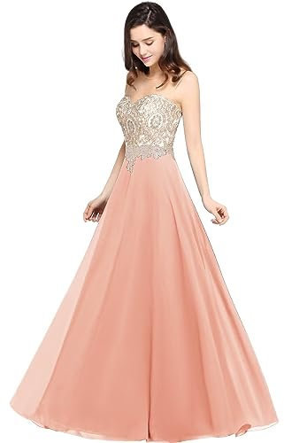 Misshow Robe de Soiree Femme Chic et Glamour Longue Robe de Mariée Rose Foncé 38