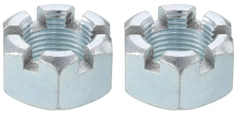 uxcell 2Pcs 7/8-14UNF Hexagon Slotted Nut, Grade 6.8 Zinc Plated Hex Castle Nuts, Silver