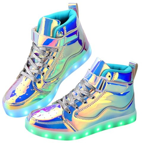 Qimaoo Chaussures lumineuses à LED pour homme et femme - Chargement USB - Baskets montantes à DEL phosphorescentes pour danse, fête, festivals