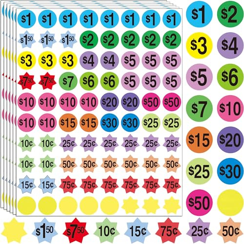 1600 Pcs Garage Sale Stickers,3/4 Round Removable Yard Sale Price Stickers