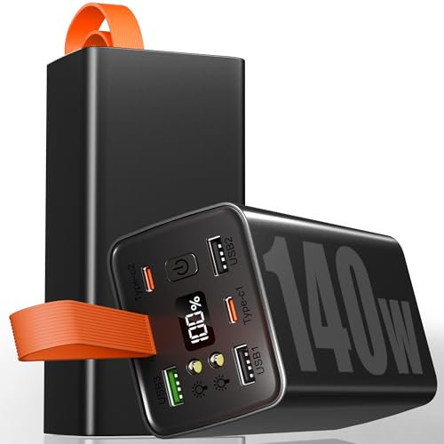 Laptop Power Bank, 140W 70000mAh Powerbank USB-C Input&Output,USB-C PD 3.0 Input/Output, Digitaldisplay, kompatibel mit iPhone 16/15 Pro Max, Galaxy S24 Ultra, MacBook Pro, Dell und mehr