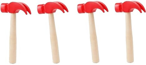 Vokowin 4Pcs Mini Wooden Hammers Red Natural Wood Hammer Breakable Heart Hammer Small Wooden Mallet Small Hammers for Chocolate Breakable Mold Craft Maintenance Hammer Tools (K406-4)
