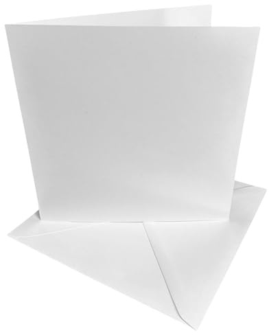 6x6 Card Blanks and Envelopes | 50 Pack | Premium 300gsm White Cardstock | Pre-Creased for Easy Folding | DIY Greeting Cards, Invitations, Crafts | Includes Matching Envelopes | Stella Weds