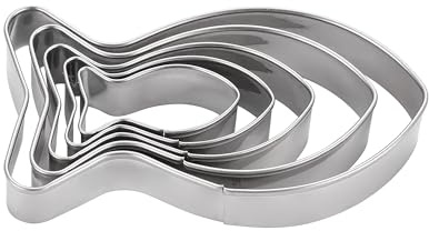 Fish Cookie Cutters Set of 5 – Food Grade Stainless Steel Sandwich Cutters & Biscuit Molds for Kids, Cat Food Mold – Sturdy for Cookies, Cake, Fruit – Sizes 1.57 to 4.13