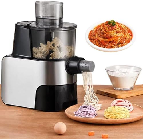 MáQuina AutomáTica De Pasta 450w | 9 Formatos De Pasta | MáQuina Para Hacer Pasta De Acero Inoxidable De 1,5 L Para El Hogar | MáQuina Para Amasar Y Prensar Masa | ExtraíBle Y Lavable,Black