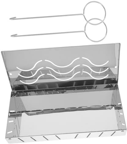 HAKIDZEL Scatola Fumatori Acciaio Inossidabile Per Bbq Box Per Affumicare e Pesce Con Coperchio Accessorio Per Grigliate Portatili e Cucina All Aperto Per Fumare Verdure e Altri Alimenti