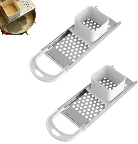 Stainless Steel Spaetzle Maker with Comfort Grip Handle, 2Pcs Traditional German Egg Noodle Maker Stainless Steel Spider Strainer Skimmer Spoon Pasta Strainer