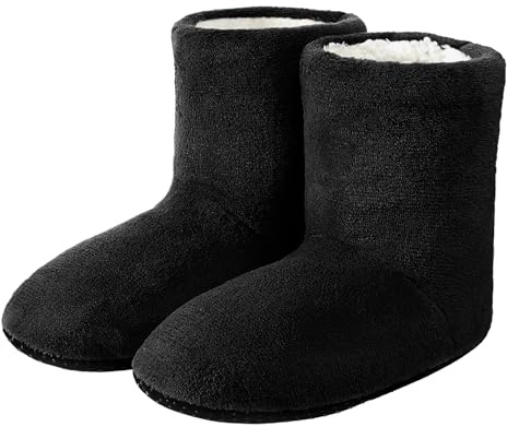Women Slipper Boots Winter Thermal Slippers Ladies Soft Slippers Plush Indoor House Shoes for Indoor Room Garden Yard (Black, UK Footwear Size System, Adult, Women, Numeric Range, Medium, 5.5, 6)