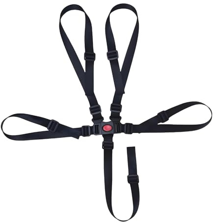 Cinturón de seguridad de 5 puntos, cinturón de seguridad universal para trona, multifunción, para sillas altas y cochecitos, silla de comedor para bebé, color negro