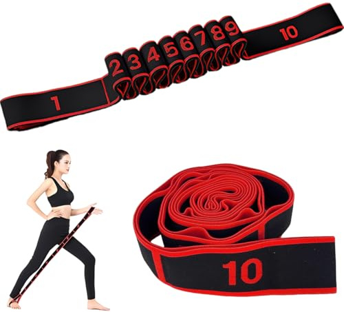 Sangle de Yoga, Band D'étirement de Yoga avec 10 Boucles, Ceinture de Yoga élastique, Sangle d'exercice, Jambes Ceinture D'étirement des Ligaments, Sangle de Yoga Elastique pour Yoga, Fitness, Pilates