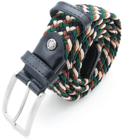 Navigare Cintura Elastica Intrecciata Made in Italy, E , Con Inserti in Vera Pelle, Donna Uomo