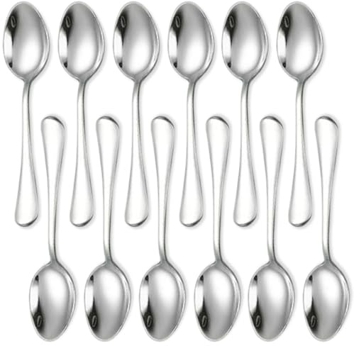 AwnsIMfreien efterrättsskedar, espressoskedar, 12 st rostfritt stål kaffe, 1,95 x 0,98 tum bärbar liten för efterrätt, kaffe, te, förrätt, espresso