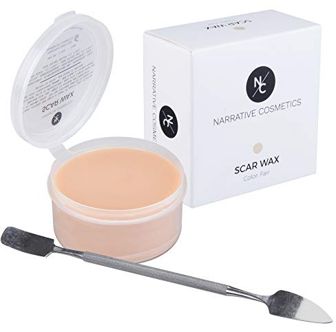 Narrative Cosmetics Cire Modelante pour Fausse Cicatrice avec Spatule Double, Maquillage de Théâtre et Halloween pour Effets Spéciaux - Pot de 2,5 oz, Couleur Claire