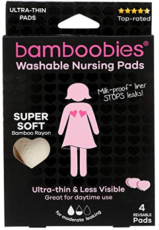 Bamboobies Ultra Thin Washable Nursing Pads 4 Count, 4 CT